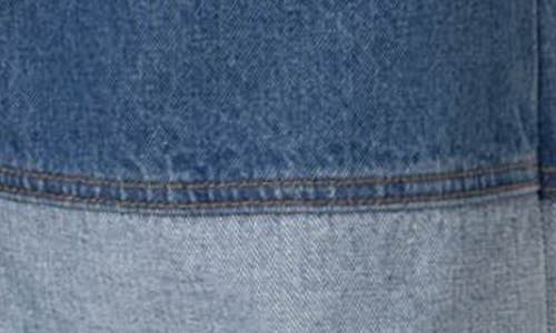 Shop Edikted Lindsey Cuffed Two-tone Wide Leg Jeans S In Blue