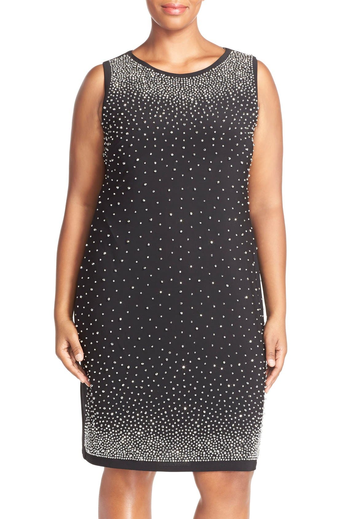 Chetta B Embellished Jersey Sleeveless Sheath Dress (Plus Size) | Nordstrom