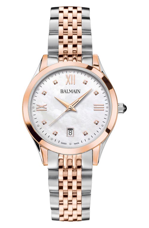 Balmain Watches Classic R Diamond Two-tone Bracelet Watch, 34mm In Metallic