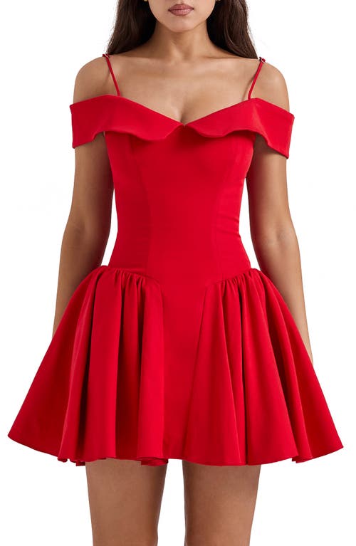 Shop House Of Cb Elida Off The Shoulder Minidress In Salsa