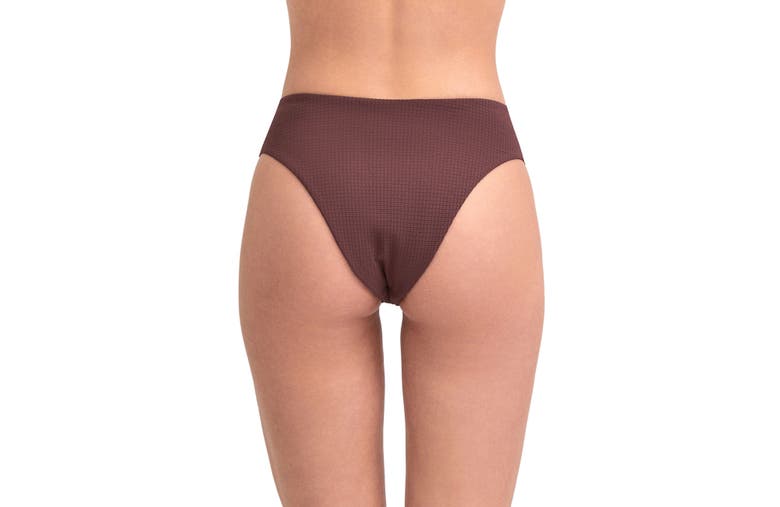 Au Naturel By Gottex Solid Textured High Leg High Waist Swim Bottom In Brunette