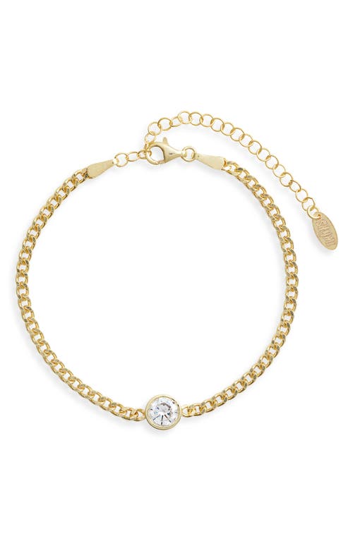 Shymi Fancy Shape Cubic Zirconia Curb Chain Bracelet In Gold/white/round Cut