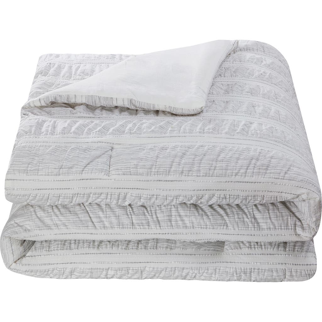Tahari Aria Seersucker 3-piece Comforter Set In White/grey