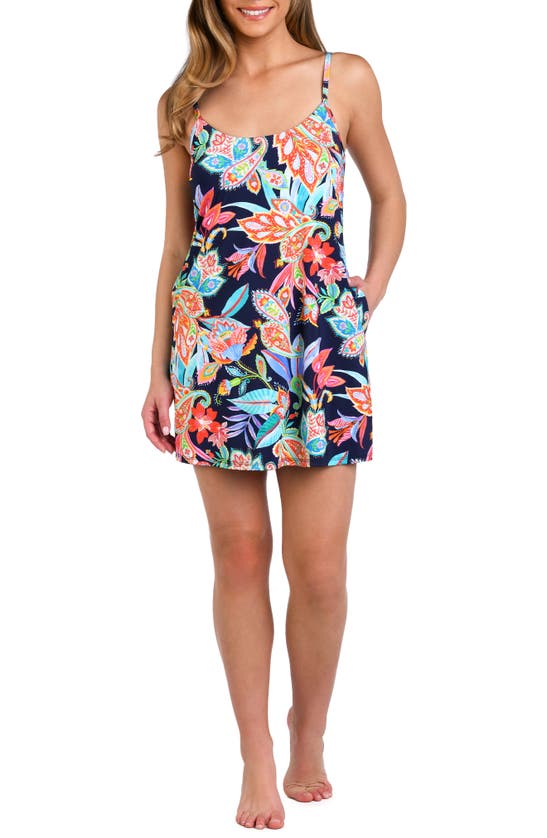 Shop La Blanca Tropidelic Paisley Cover-up Tank Dress In Blue Multi