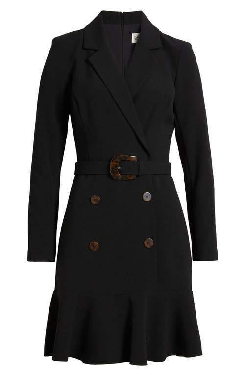 Shop Eliza J Long Sleeve Belted Blazer Dress In Black