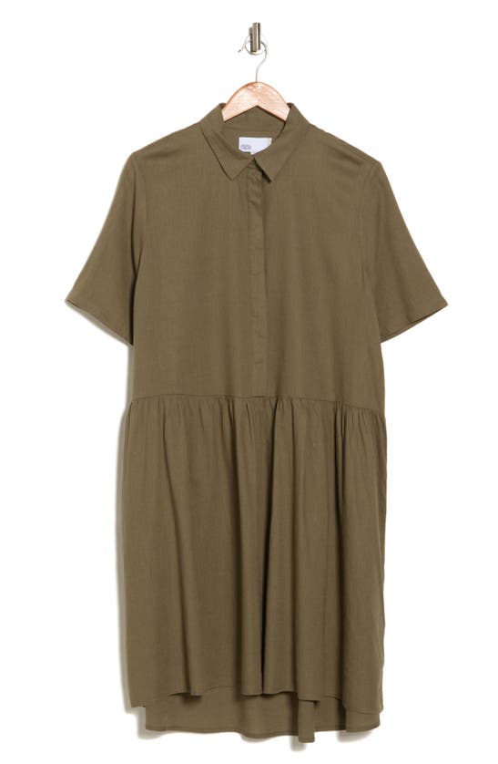 Nordstrom Rack Easy A-line Linen Blend Shirtdress In Green Sorrel