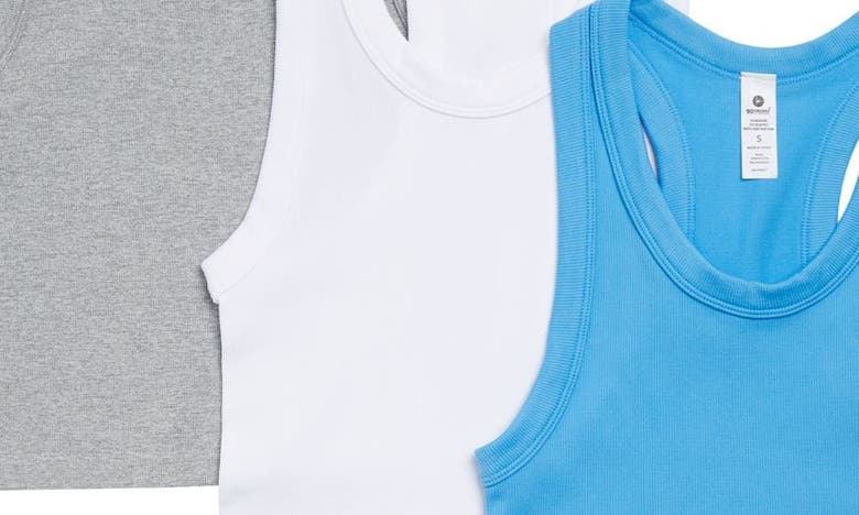Shop 90 Degree By Reflex 3-pack Seamless Crop Tanks In All Aboard/ White/ Heather