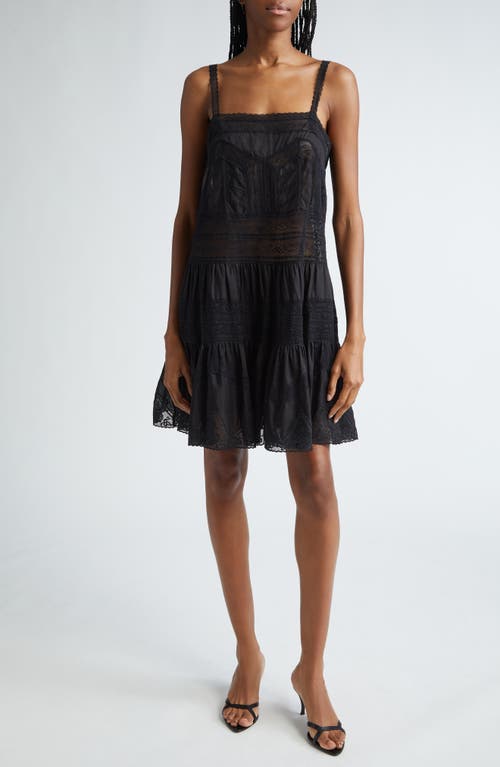 Shop Zimmermann Halliday Tiered Lace Trim Shift Dress In Black