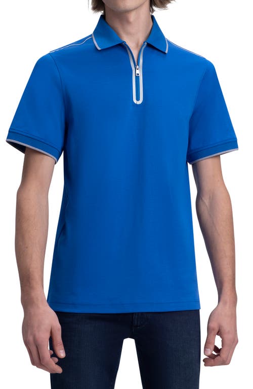 Bugatchi Zip Placket Polo Classic Blue at Nordstrom,