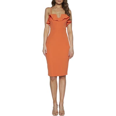 Bardot Rossa Frill Cocktail Dress, Orange