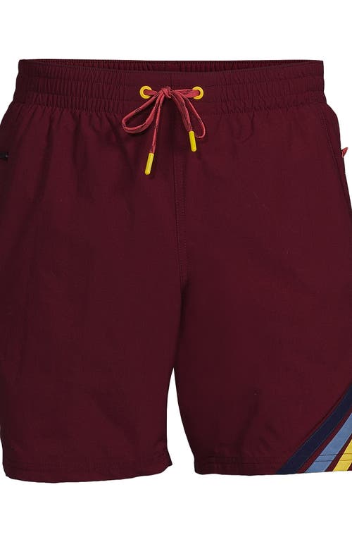 Shop Lands' End 7" Volley Swim Trunks In Red Grape Colorblock