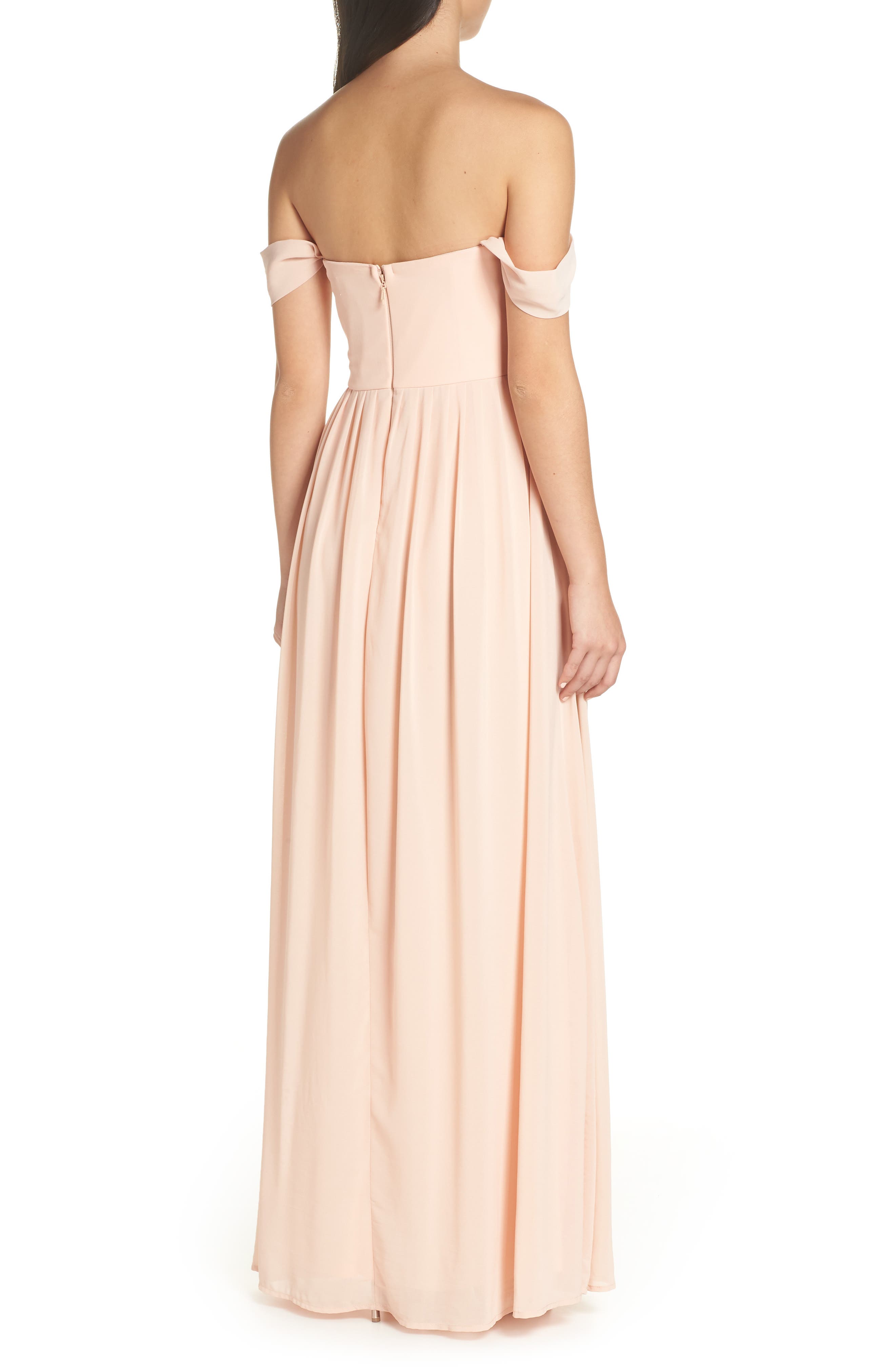 convertible neckline chiffon gown