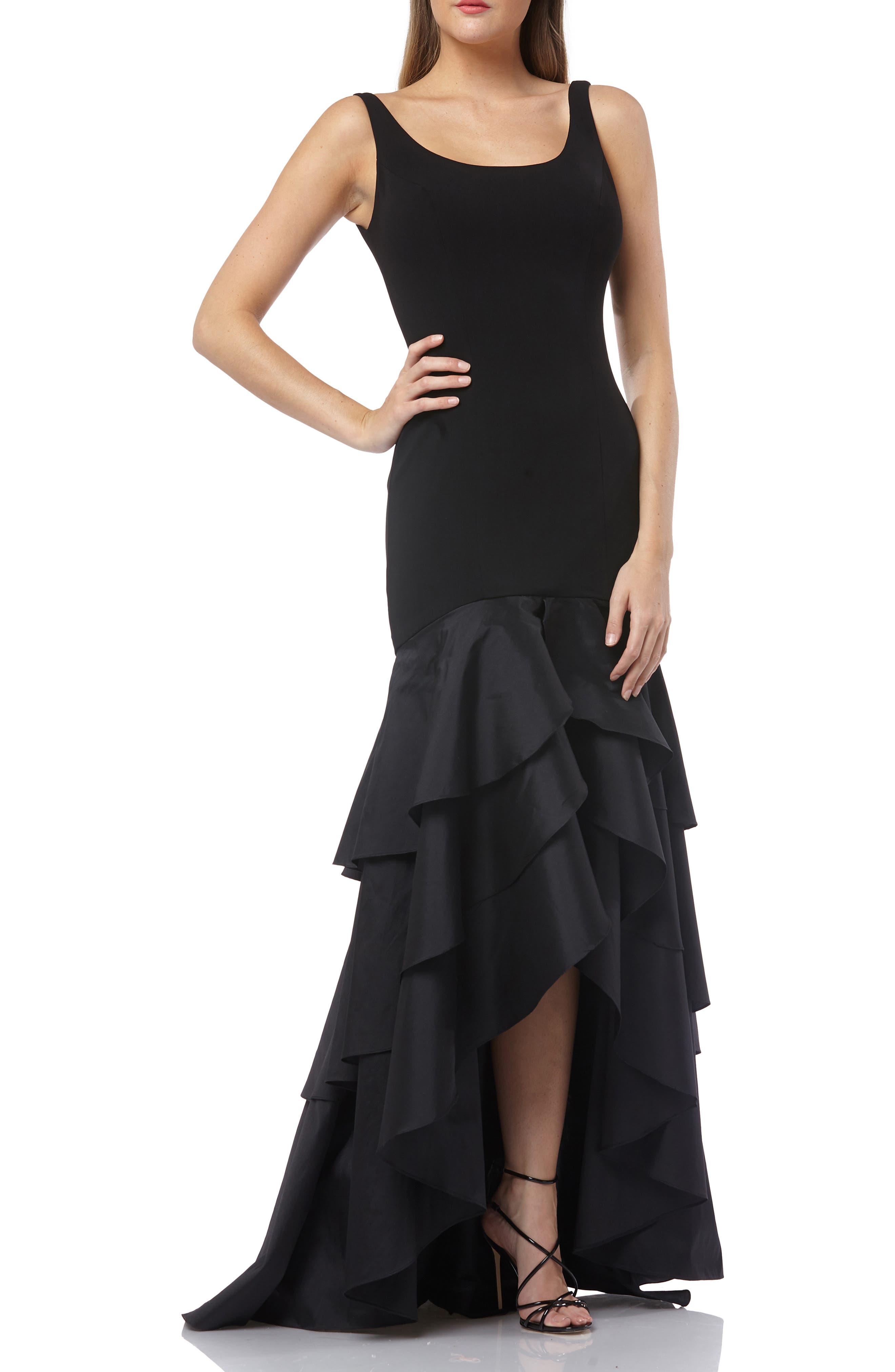 carmen marc valvo infusion crepe evening gown