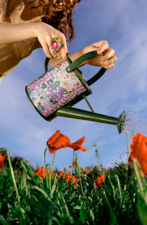 Kurt Geiger London X Floral Couture Watering Can In Green Floral Multi