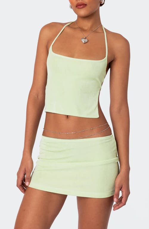 EDIKTED Keke Tie Back Halter Top Sage at Nordstrom,