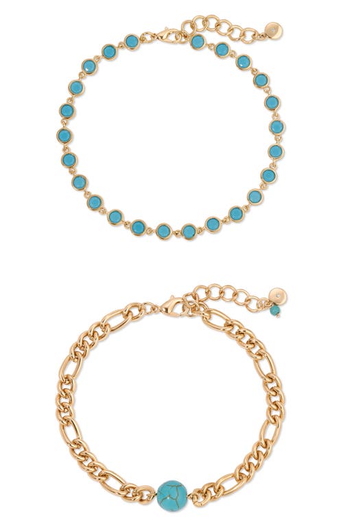 Set of 2 Turquoise Anklets