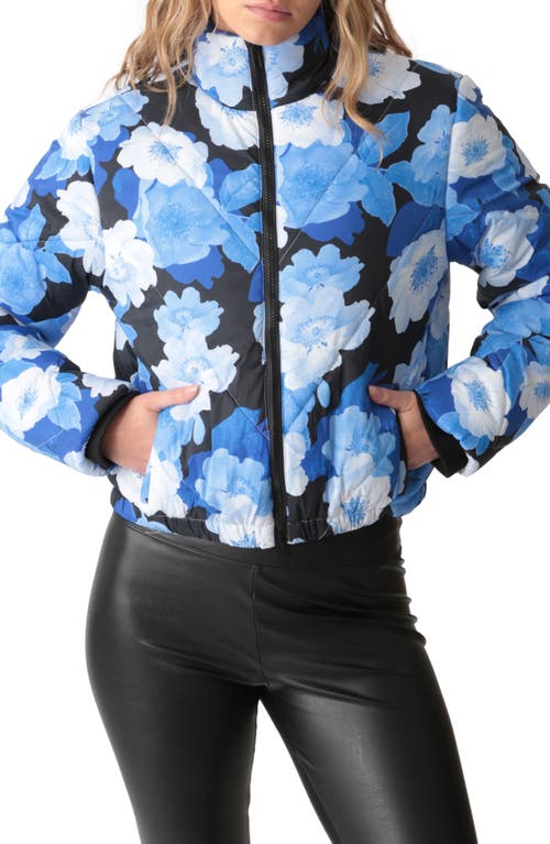 Electric & Rose Easton Floral Crop Puffer Jacket In Onyx/ice