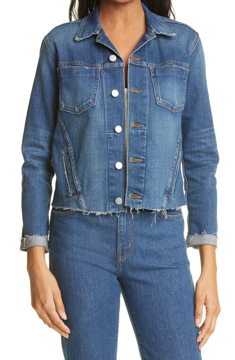 L'AGENCE Janelle Raw Cut Slim Denim Jacket | Nordstrom