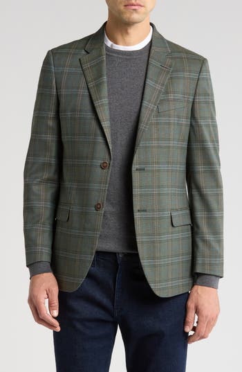 Nautica Plaid Sport Coat In Olive Plaid
