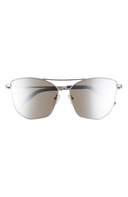 Le Specs Primeval 61mm Special Fit Gradient Aviator Sunglasses In Silver/ Silver