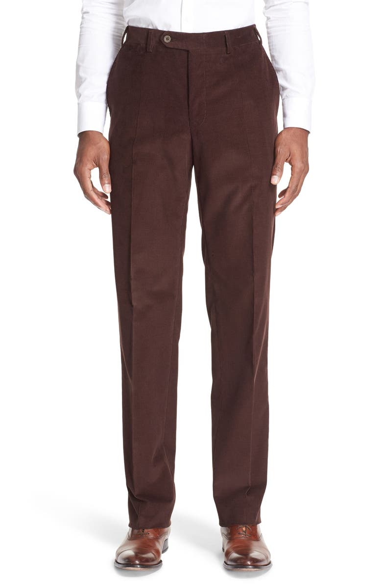Canali Flat Front Corduroy Cotton Trousers | Nordstrom