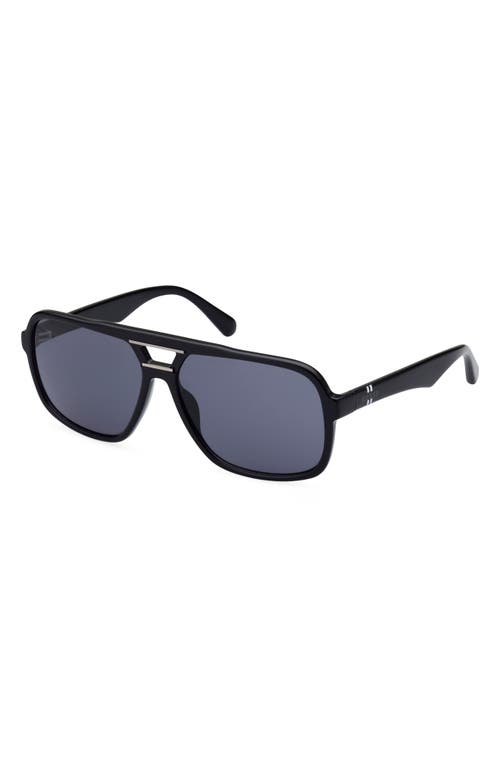 Shop Guess 61mm Pilot Sunglasses In Shiny Black/smoke