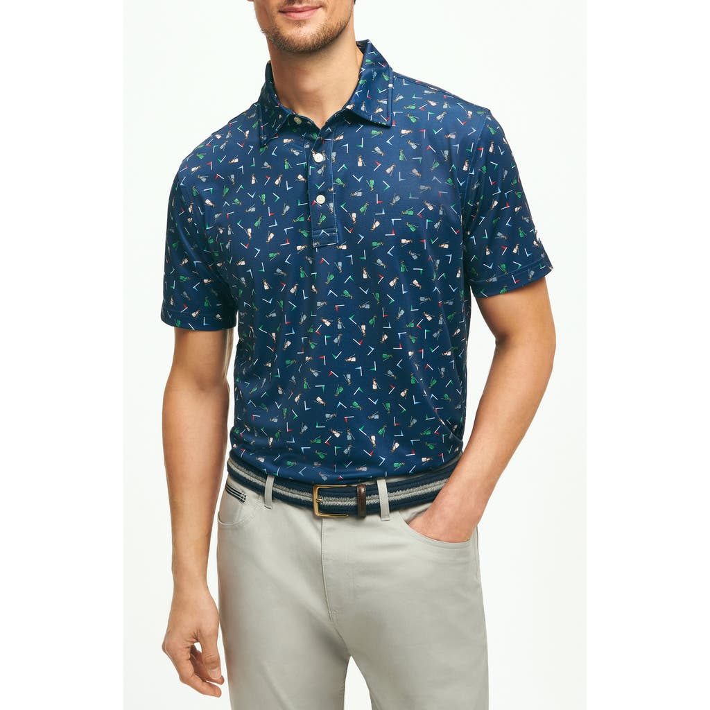 Brooks Brothers Golf Print Performance Golf Polo In Navy Multi