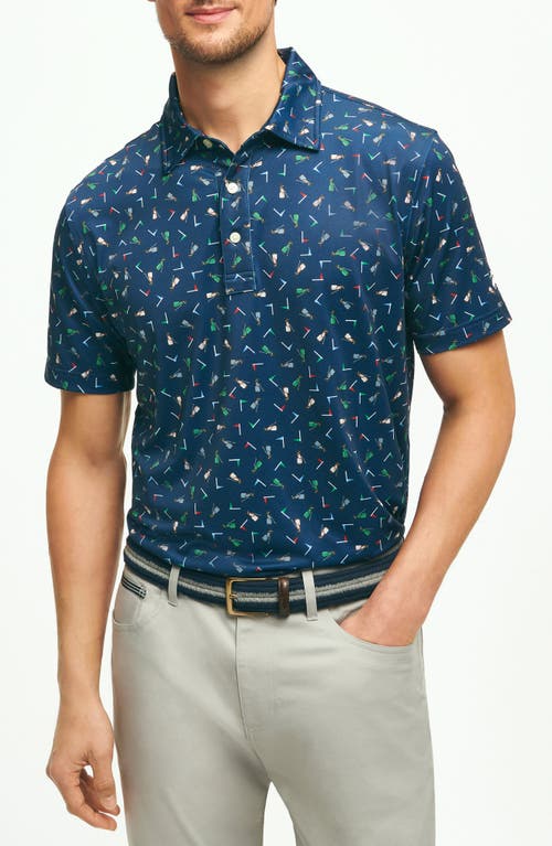Brooks Brothers Golf Print Performance Polo Navy Multi at Nordstrom,