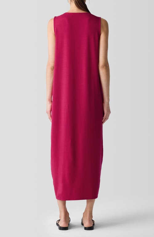 Shop Eileen Fisher Round Neck Oval Stretch Sleeveless Midi Dress In Azalea