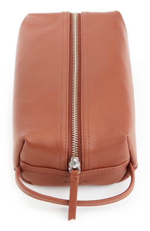 ROYCE New York Compact Leather Toiletry Bag in Tan at Nordstrom