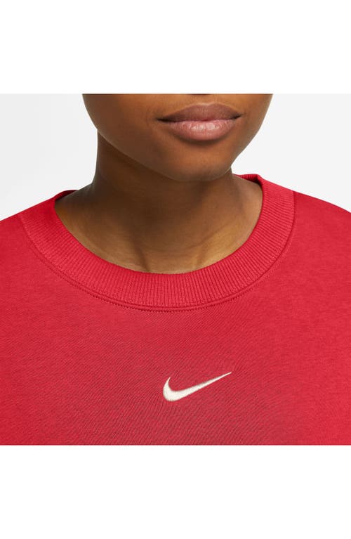 Shop Nike Phoenix Fleece Crewneck Sweatshirt In University Red/sail