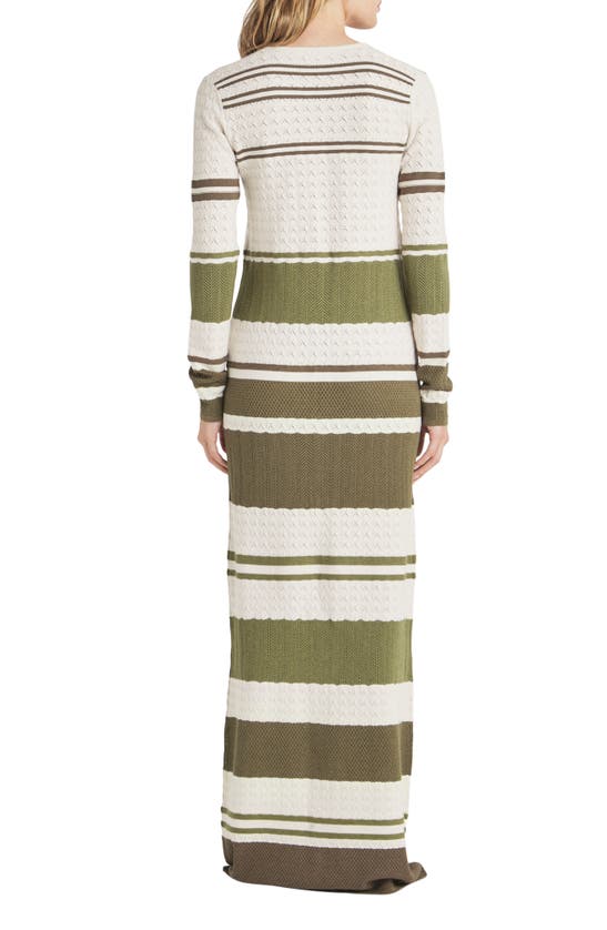 Shop Splendid Despina Stripe Long Sleeve Maxi Sweater Dress In Olive Multi Stripe
