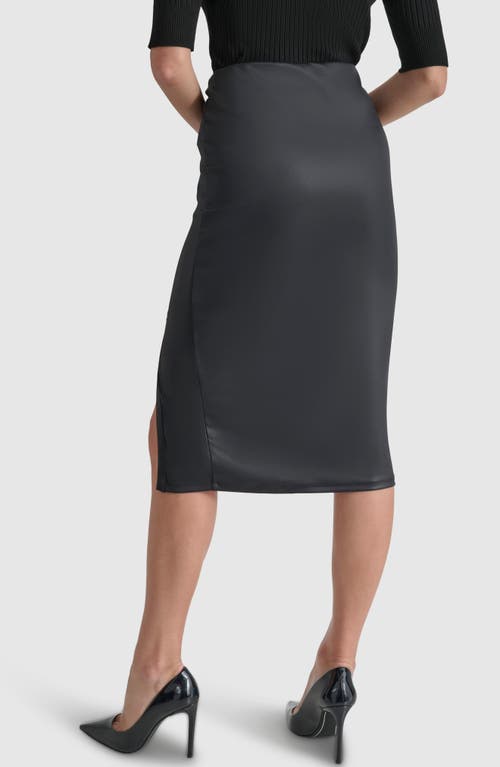 Shop Dkny Side Ruched Faux Leather Pencil Skirt In Black