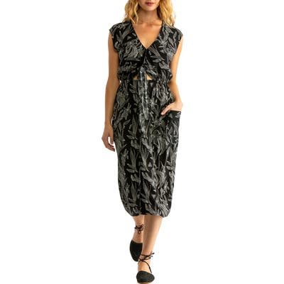 Tavik Jude Printed Cutout Midi Dress, Black