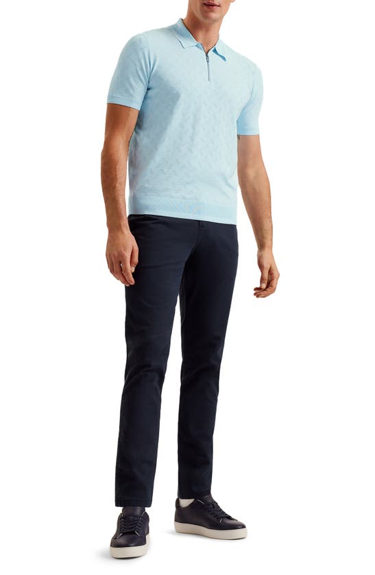 Shop Ted Baker Palton Textured Sweater Polo In Pale Blue