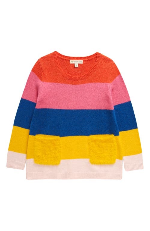 Tucker + Tate Kids' Fun Times Jacquard Pocket Tunic Sweater in Red Festive Rainbow Stripe