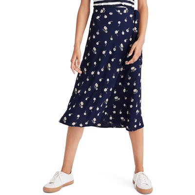 Madewell Floral Tulip Hem Wrap Skirt, Blue