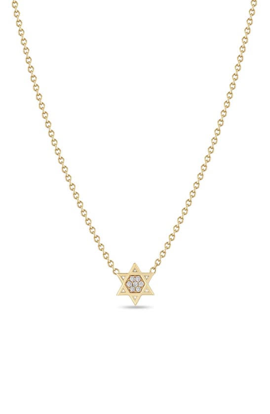 Shop Zoë Chicco 14k Yellow Gold Diamond Star Of David Pendant Necklace