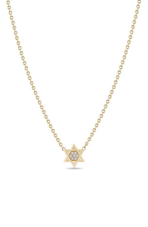 Zoë Chicco 14K Yellow Gold Diamond Star of David Pendant Necklace at Nordstrom, Size 16