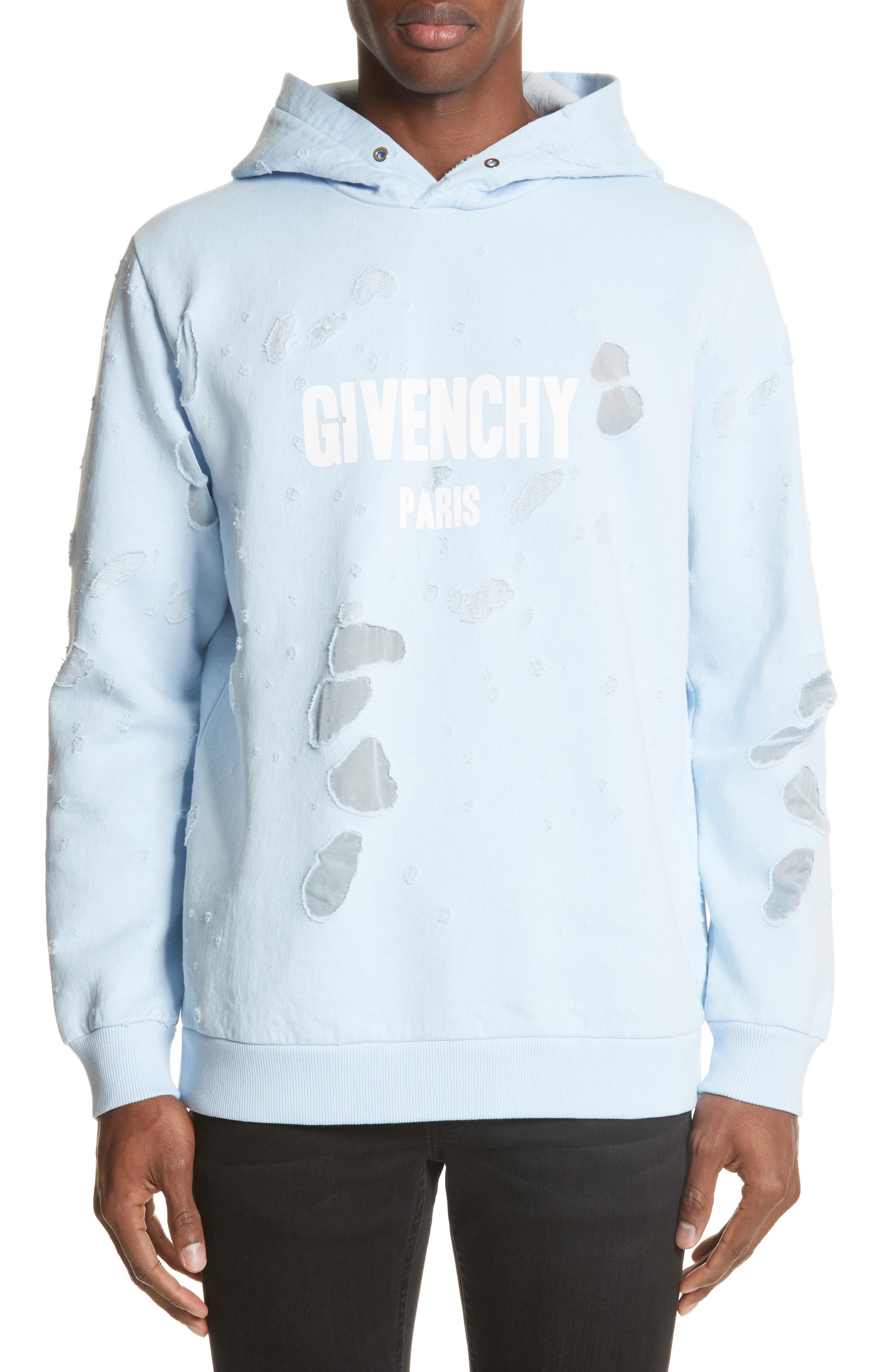 givenchy destroyed hoodie black
