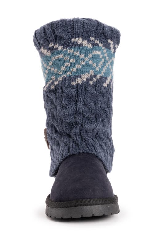 Muk Luks Cheryl Faux Fur Knit Boot In Indigo Marl