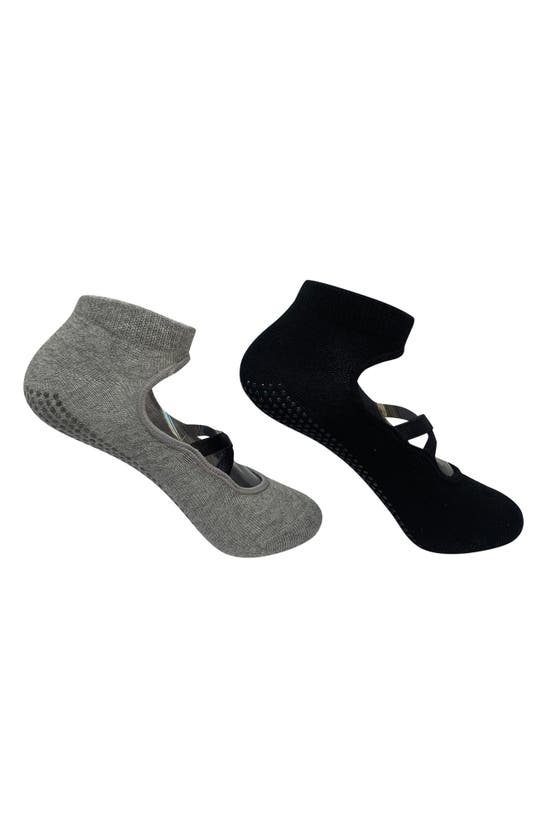 Shop High Heel Jungle Good Pointe 2-pack Cotton Blend Grip Socks In Black