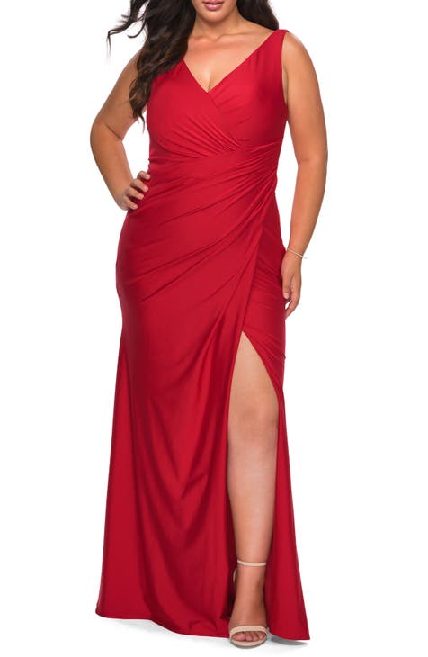 Ruched Jersey Trumpet Gown (Plus Size)