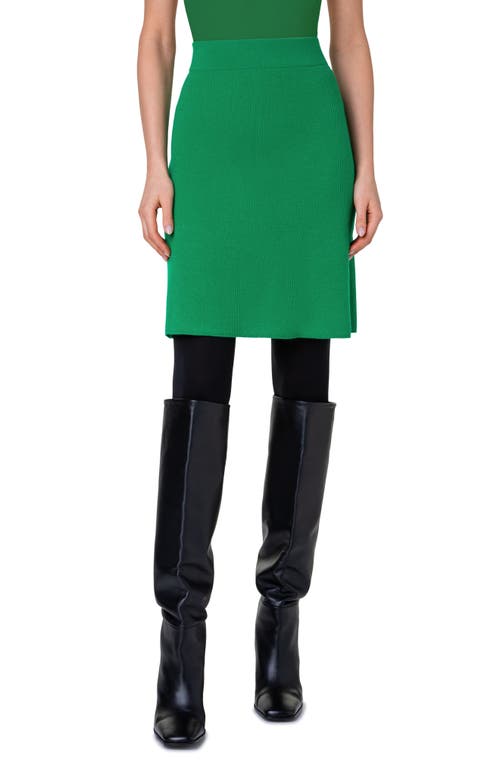 Stretch Virgin Wool & Cashmere Rib Sweater Skirt in 057 Tech Green