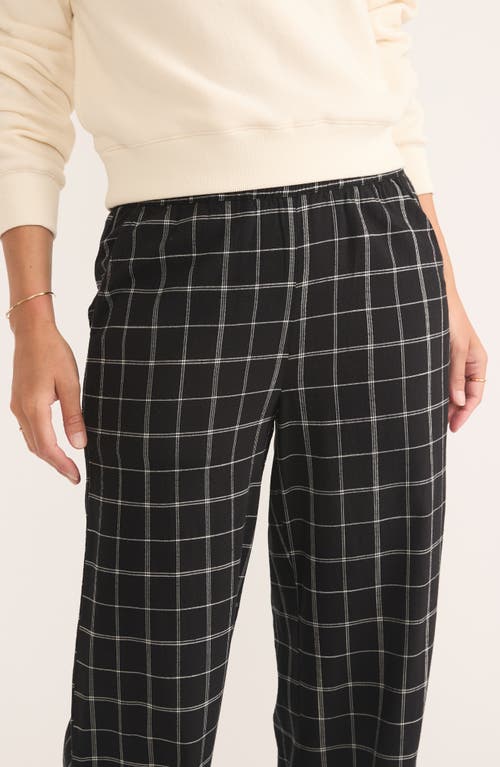 Shop Marine Layer Allison Check Wide Leg Tencel® Lyocell Pants In Black/white Check