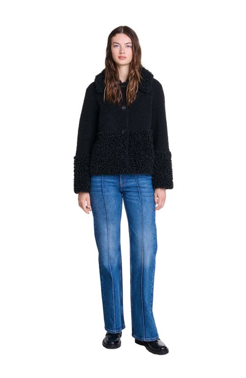 Maje Gipette Faux Fur Jacket In Black