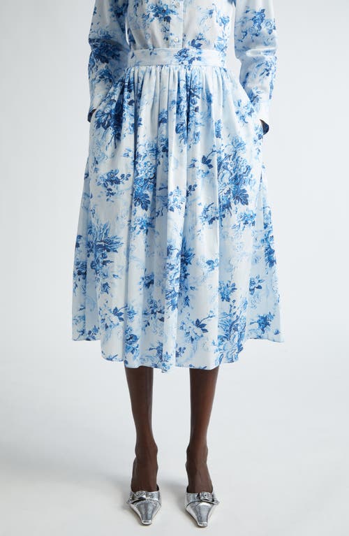 Erdem Floral Print Full Midi Skirt Antique Blue at Nordstrom, Us