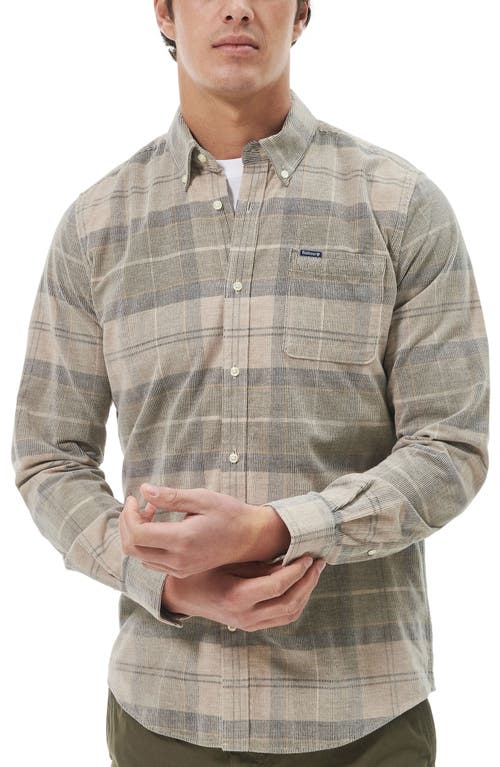 Barbour Blair Tailored Fit Plaid Corduroy Button-Down Shirt in Beige Forest Mist at Nordstrom, Size Medium