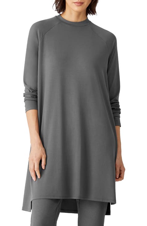 Eileen Fisher Women's Crewneck Boxy Dress Gray Size Medium