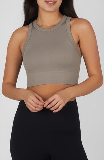 Shop 90 Degree By Reflex 3-pack Seamless Ribbed Crop Tank Tops In Satellite/white/black